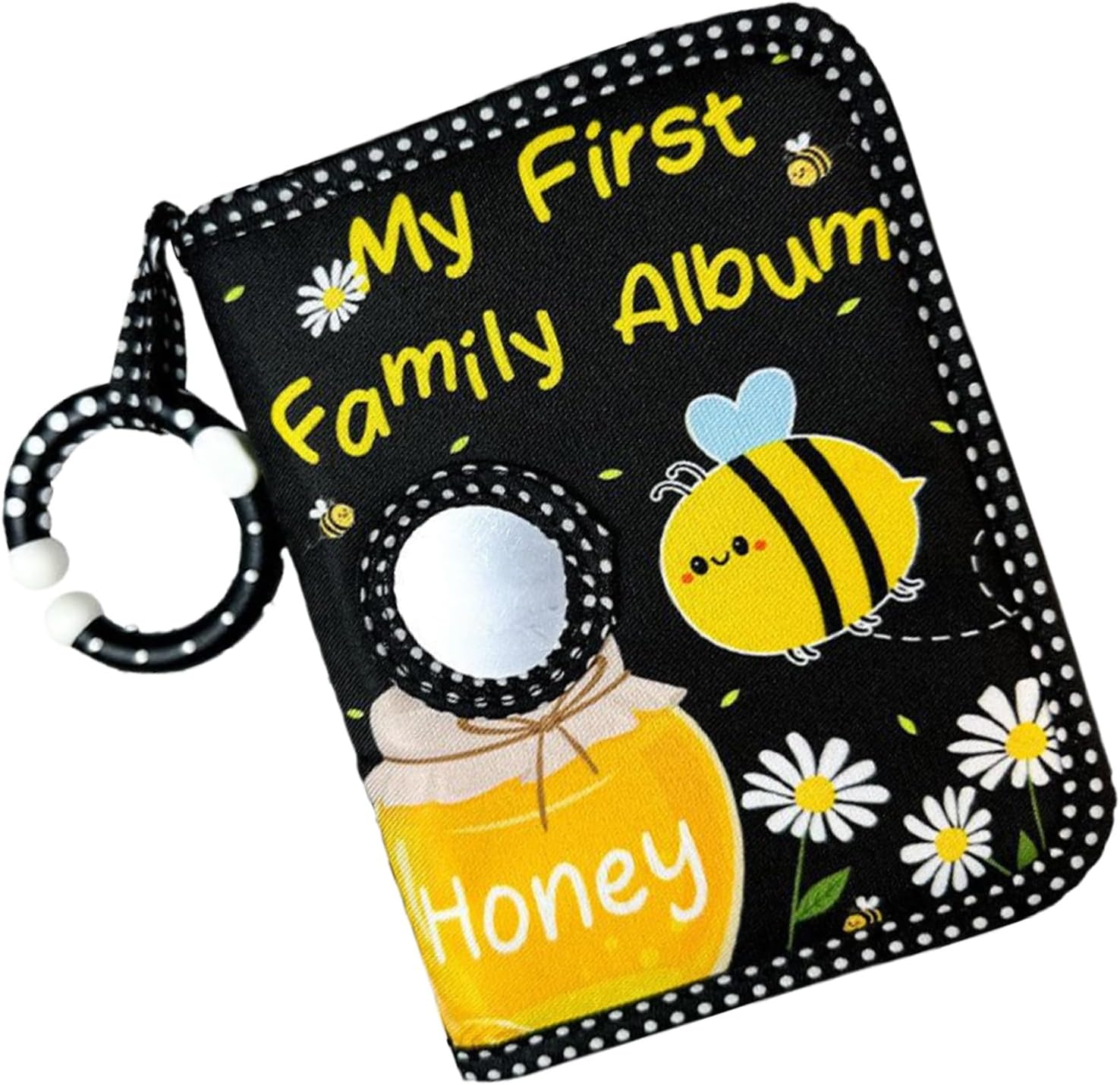 First Baby Photo Albums, 4x6 Pictures, Soft Cloth Bee Print Scrapbook with Safe Mirror, Adorable Memory Book and Wedding Keepsake, Mom Must Haves for Expecting Parents