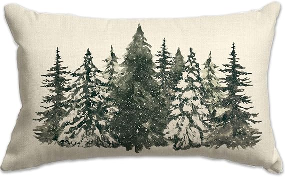 Christmas Pillow Cover 12X20 Colorlife Christmas Tree Lumbar Pillow Cover Holiday Decorations Throw Pillow Covers Farmhouse Pillows Decorative for Sofa Winter Home Decor
