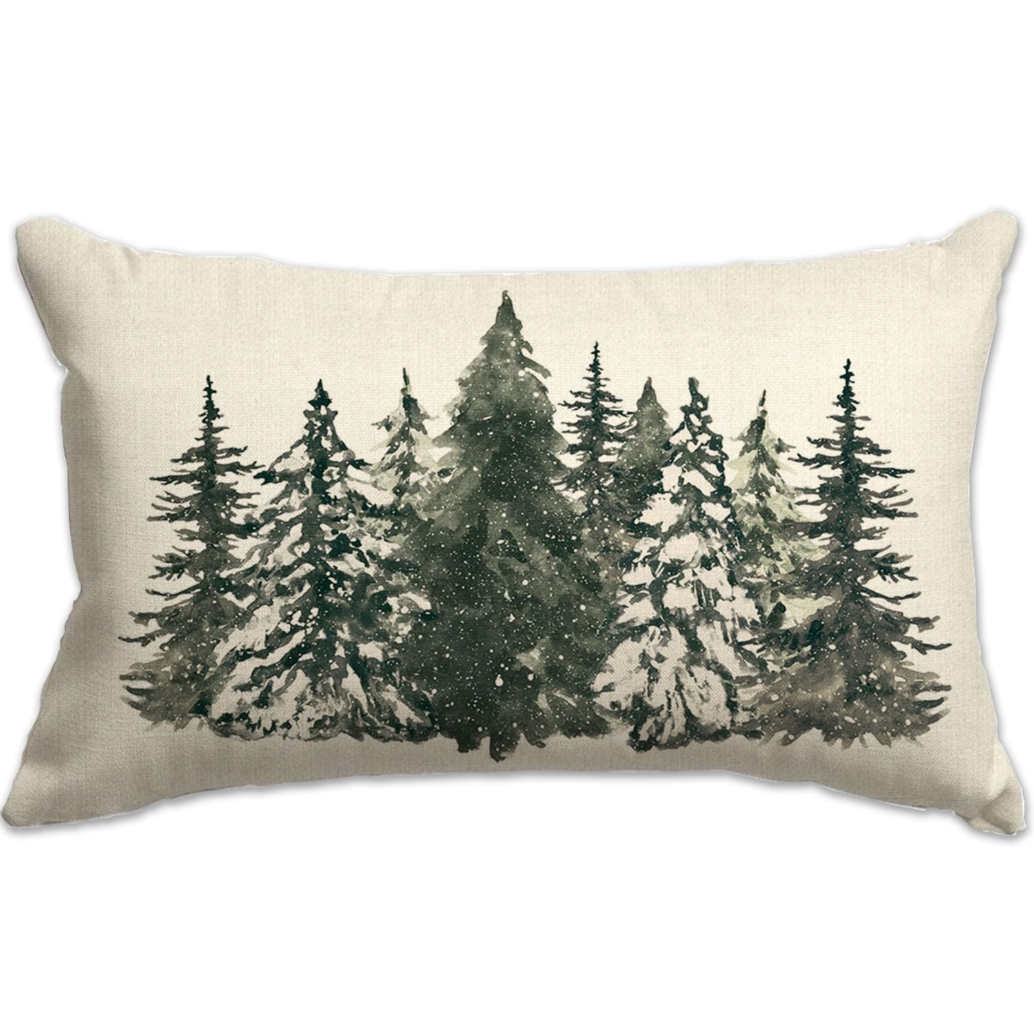 Easternproject Hello Winter Snowman Throw Waist Pillow Cover 12x20 Inch Cotton Linen Cute Snowman With Hat And Scarf Snow Holiday Christmas Tree Outdoor Home Decor Pillows Cushion Case Couch