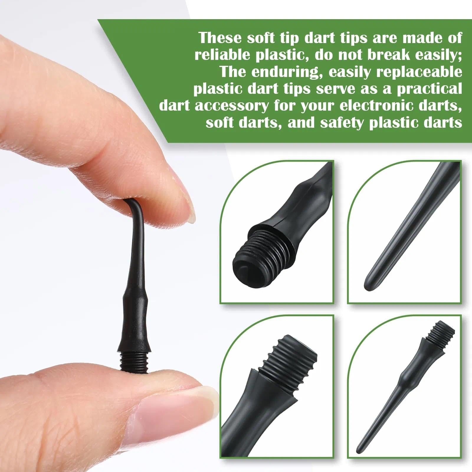 200 Pièces Pointes Plastique pour Fléchettes - 2BA Filetage Noir - Pointes Remplaçables pour Jeu et Compétition - Accessoires Fléchettes Professionnelles