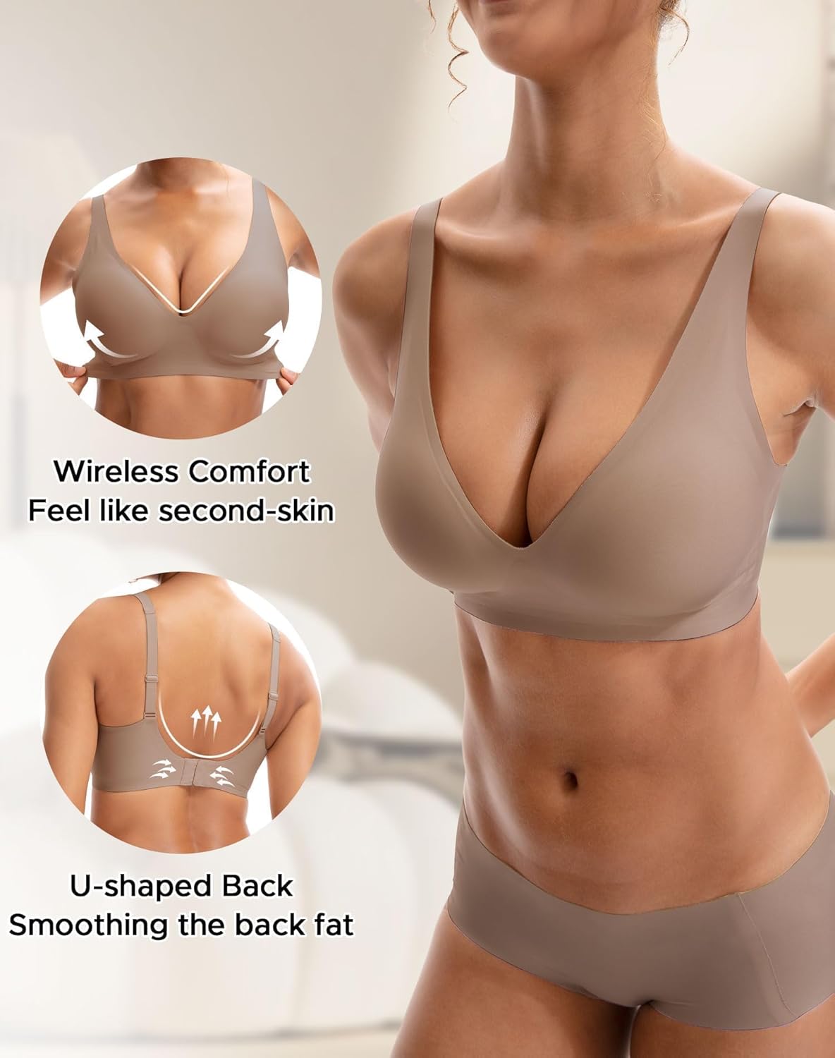INNERSY Womens Seamless Wireless Bra Soft No Underwire Push Up Bralette Full Coverage Everyday Bra - Image 2