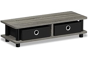 FURINNO French Oak TV Stand for TVs Up to 40 Inches, Black