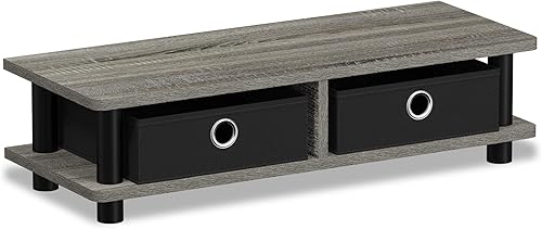 FURINNO Turn-N-Tube - Soporte para monitor, roble francés, color gris y negro