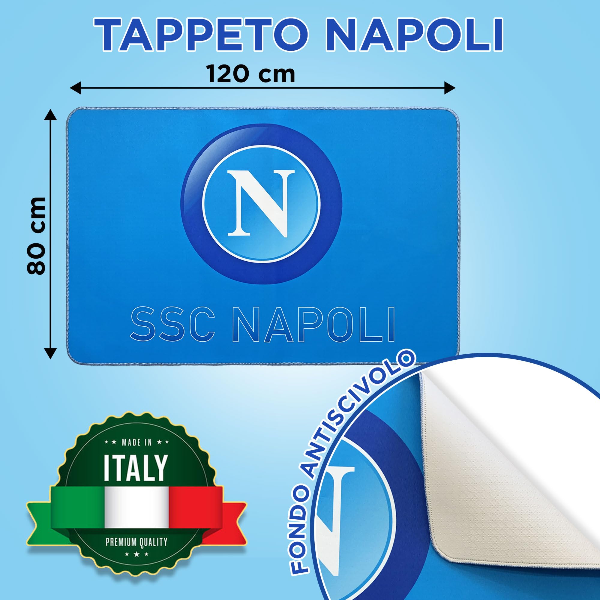 Tappeto antiscivolo Napoli Calcio Stampa 3D 80x120cm