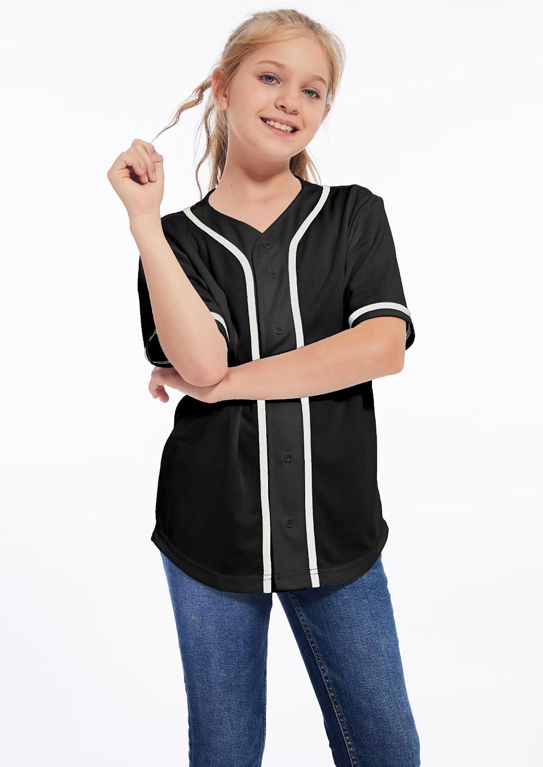 ACEFAST INC Kids Baseball Jersey Button Blank Softball Team Uniform Girls Boys Hip Hop T-Shirt Baseball Shirt for Boys Girls