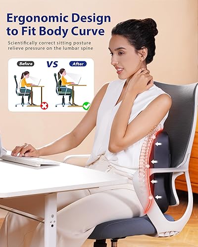 Miniatura 5 de Boriwat Masajeador de espalda con calor, Shiatsu 4D para amasar hacia arriba y hacia abajo, masaje de espalda para aliviar el dolor de tejido