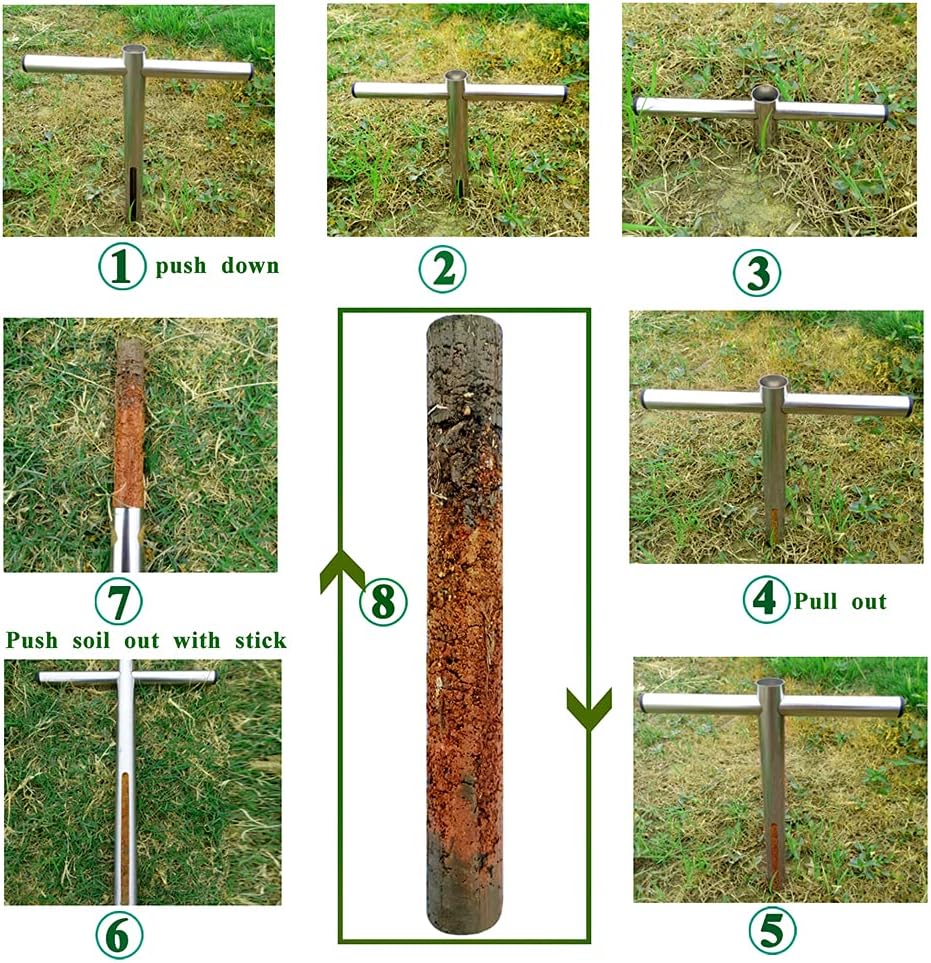 Soil Sample Probe 12 Inch with T Handle, Soil Sampler Tool, Soil Test Kit, Soil Probe for Soil Sampling Plant Care Lawn Garden Farm : Patio, Lawn & Garden
