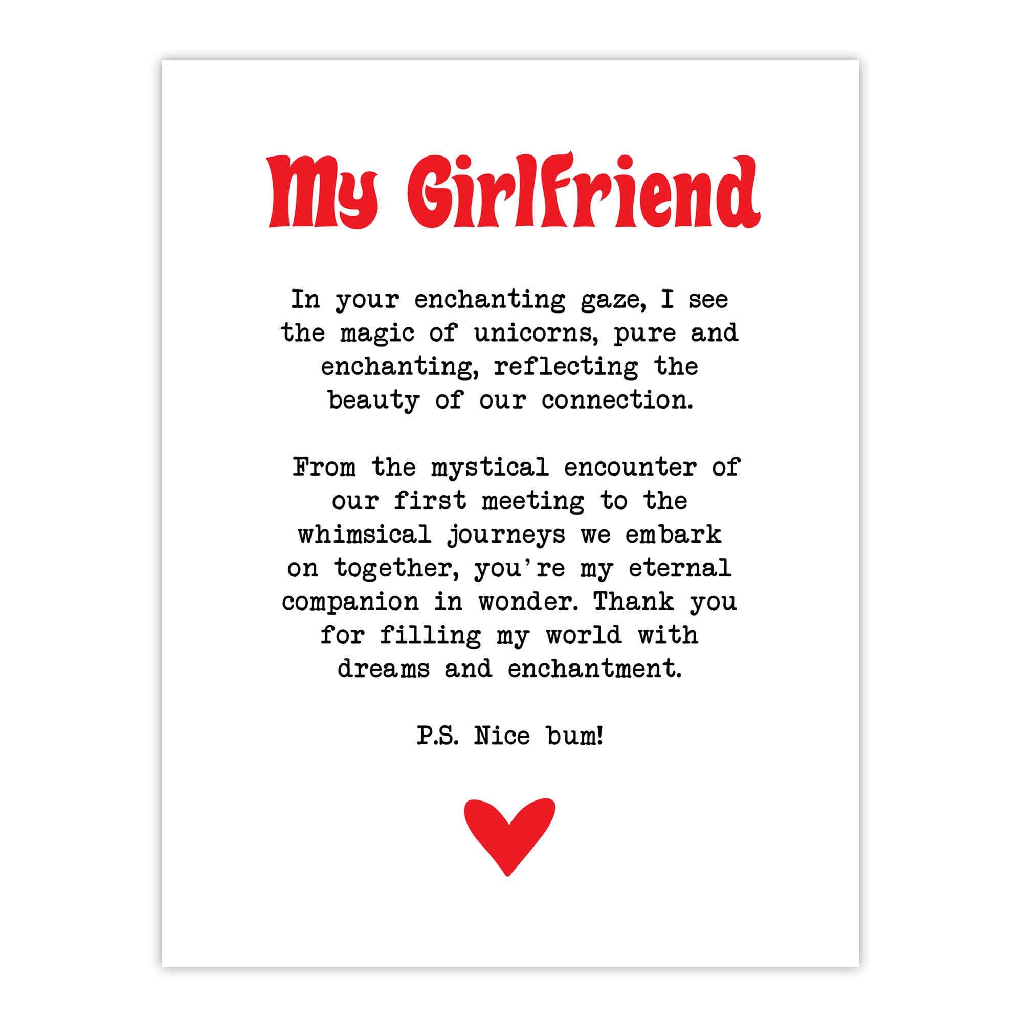 Artery8 Love Poem Unicorn Magic Girlfriend Romance Poetry Bedroom Large Wall Art Poster Print Thick Paper 18X24 Inch