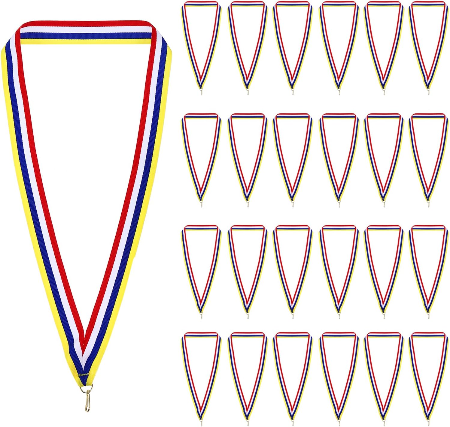 PATIKIL Award Neck Ribbons, 50 Pack Polyester Medal Lanyards with Snap Clip Blank Award Ribbon for Competitions Achievement Sports Party, Yellow/Black