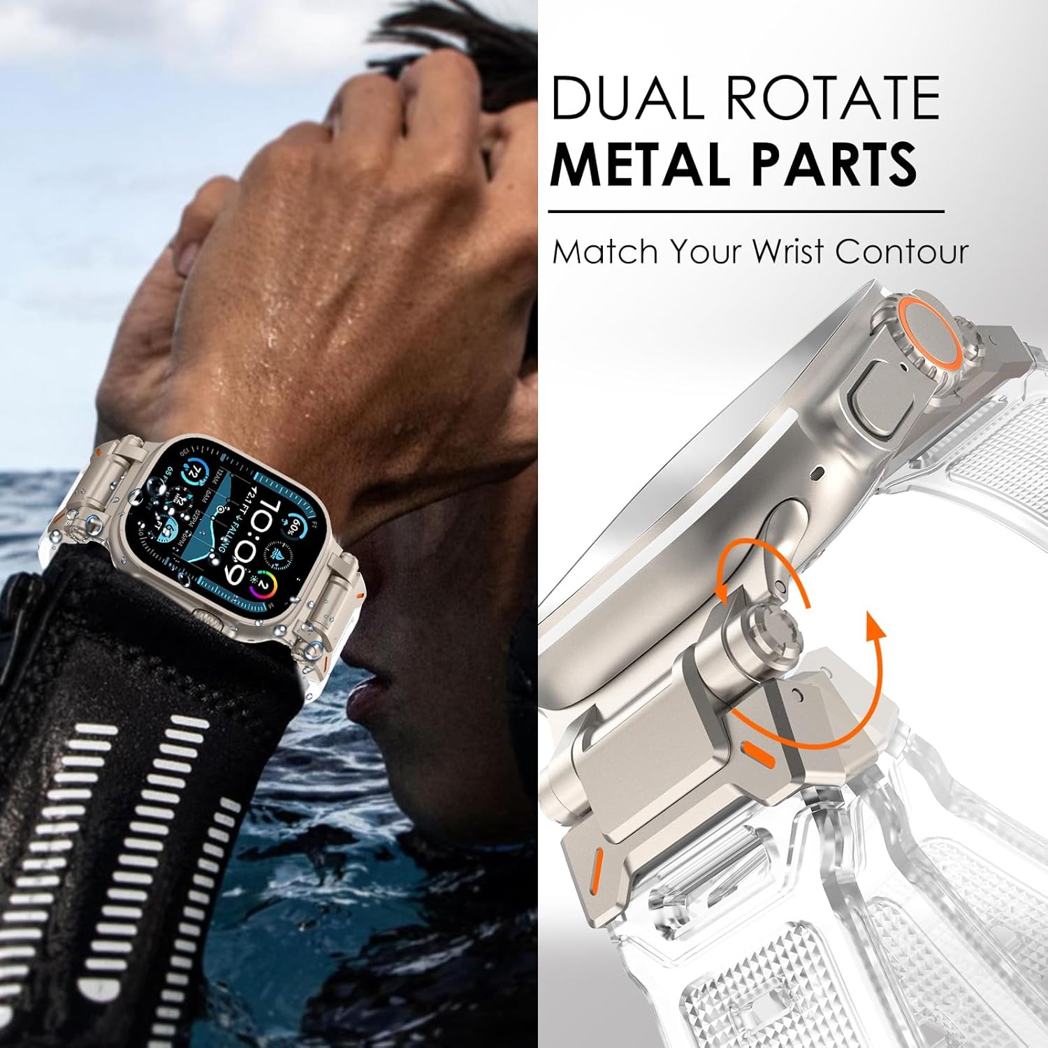 FULLIFE Designed for Apple Watch Band Apple Watch Ultra 3/2/1 49mm for Men, Silicone Rubber Bands with Metal Connector for Apple Watch Series 11/10 46mm, 9/8/7 45mm, SE2/SE 6/5/4 44mm, 3/2/1 42mm - Image 2