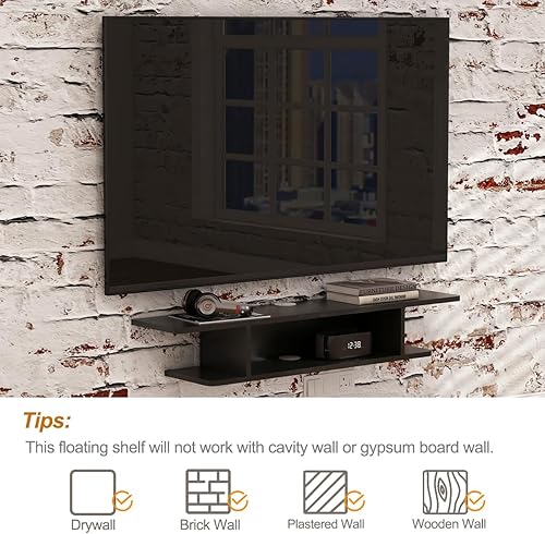 Miniatura 9 de GHC Soporte de TV flotante, centro de entretenimiento montado en la pared y estante de gabinete, consola de TV con almacenamiento, consola