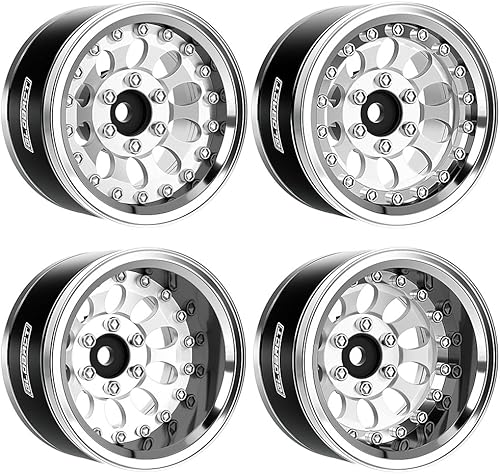 GLOBACT Ruedas Beadlock de aluminio de 1.9 pulgadas compensadas ajustables para 110 TRX4 TRX6 Axial SCX10 I II III 90046 AXI03007 Redcat GEN7 GEN8