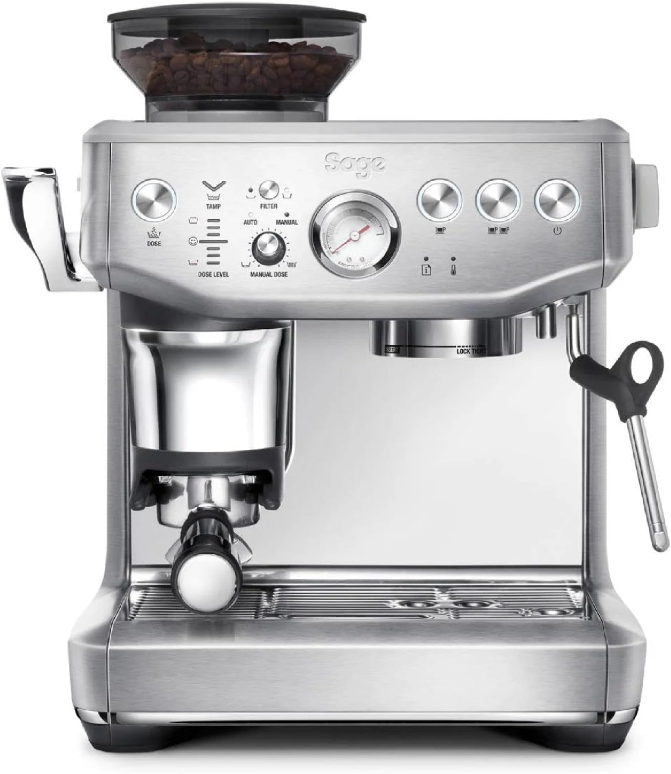 The Barista Express Impress - Bean to Cup Coffee Machine with Grinder and Milk Frother, 9 bar, PID Temperature Control, 1850 W, Cappucino, Espresso Maker,With Milk Jug, Brushed Stainless Steel