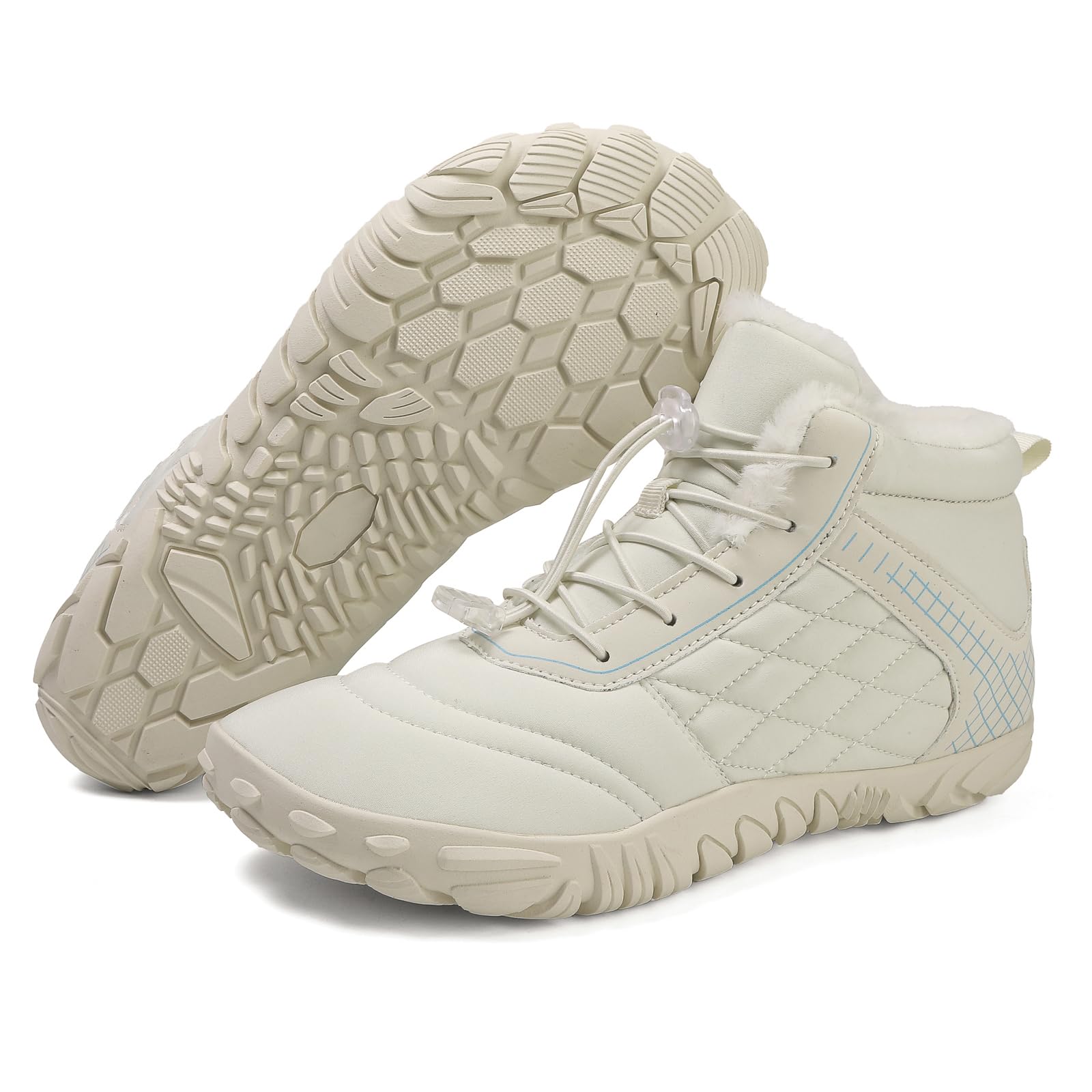 Winter Barfußschuhe Winterstiefel Herren Damen Wasserdicht Schneestiefel Warm Gefüttert Winterschuhe Anti-Rutsch-Schuhe Traillaufschuhe White45
