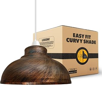 Metal Lamp Shades, 11.41" Brushed Copper Lampshades for Ceiling Lights, Wall Lamps & Floor Lamps, Easy Fit Pendant Light Shade Ceiling for Living Room, Bedroom, Kitchen, Hallway, Office & Home D cor [Energy Class A+]