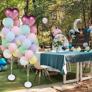 Hileyu 2 Set Table Balloon Stand Kit,160cm/63inch Floor Stand Balloon Stick Holder,Ballon Stand Stick Table Balloon Display Kit for Birthday Wedding Anniversary Graduation Party Supplies