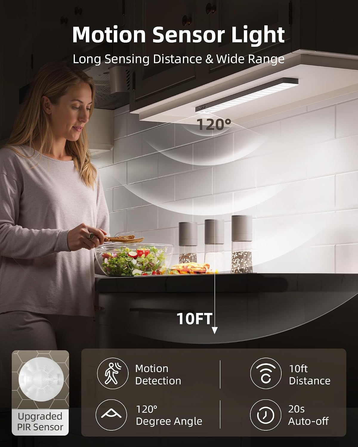  6-Pack 13 Inch Under Cabinet Lighting with 2 Charging Stations, Rechargeable Wireless Motion Sensor Lights, 3200mAh, 3 Color Temps, Dimmable, Magnetic, Remote Control for Kitchen, Closet thumbnail