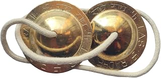 BHAVICREATION Manjeera Manjira Cymbals Hand Cymbal Metal Clapper Shree Radhe Manjeera for Puja (1 Quantity), Bhavi-1