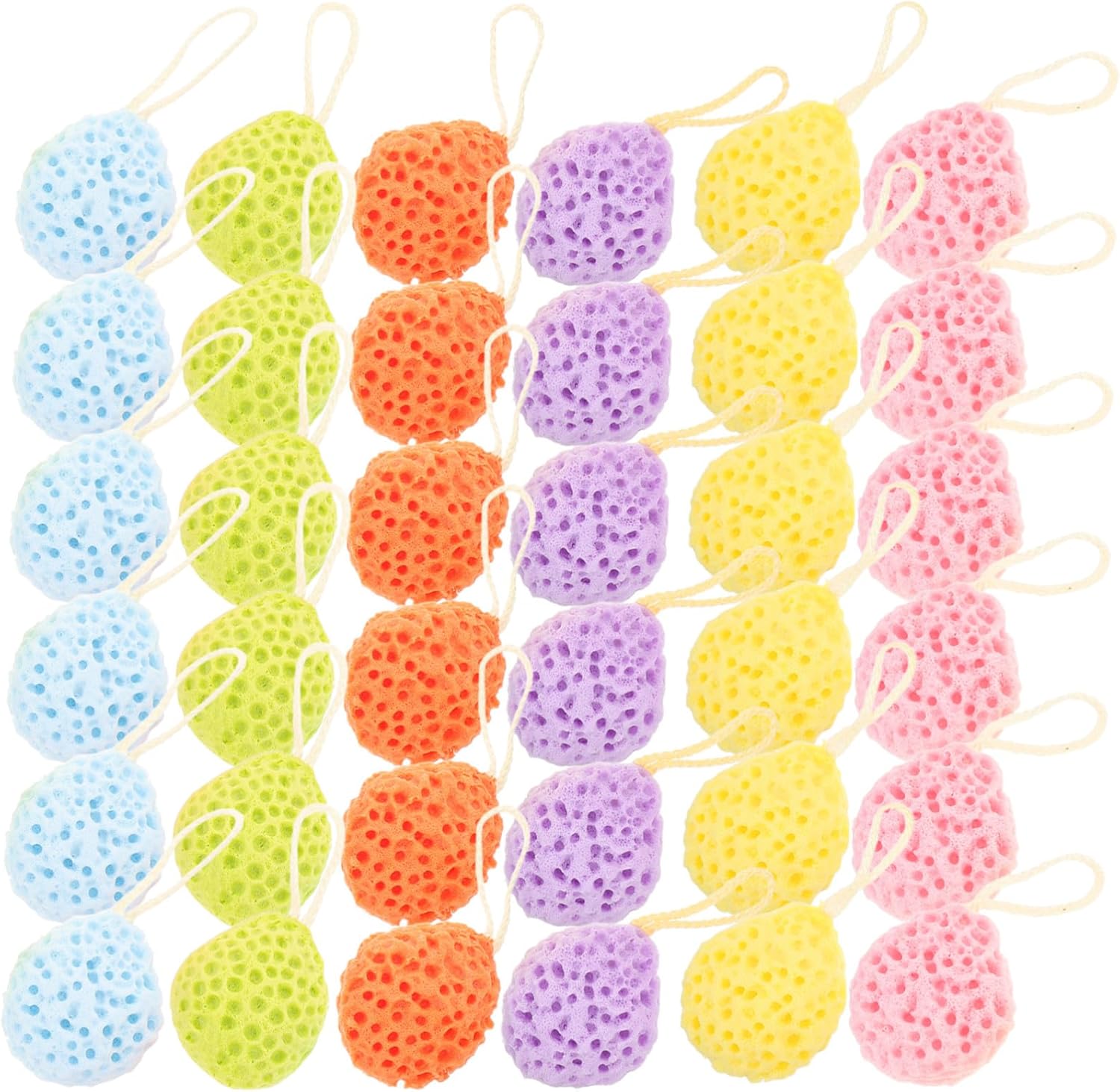 36pcs Honeycomb Bath Sponges for Exfoliating Body Scrubber with Hanging Design Elastic Shower Washcloths for Full Body Cleansing and Spa Care Multi- Accessories for Women and Men