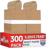 Vista 1 de Bolsas de papel kraft Mesha 5.25 x 3.75 x 8 pulgadas marrones pequeñas con asas a granel, paquete de 300 para pequeñas empresas, recuerdos