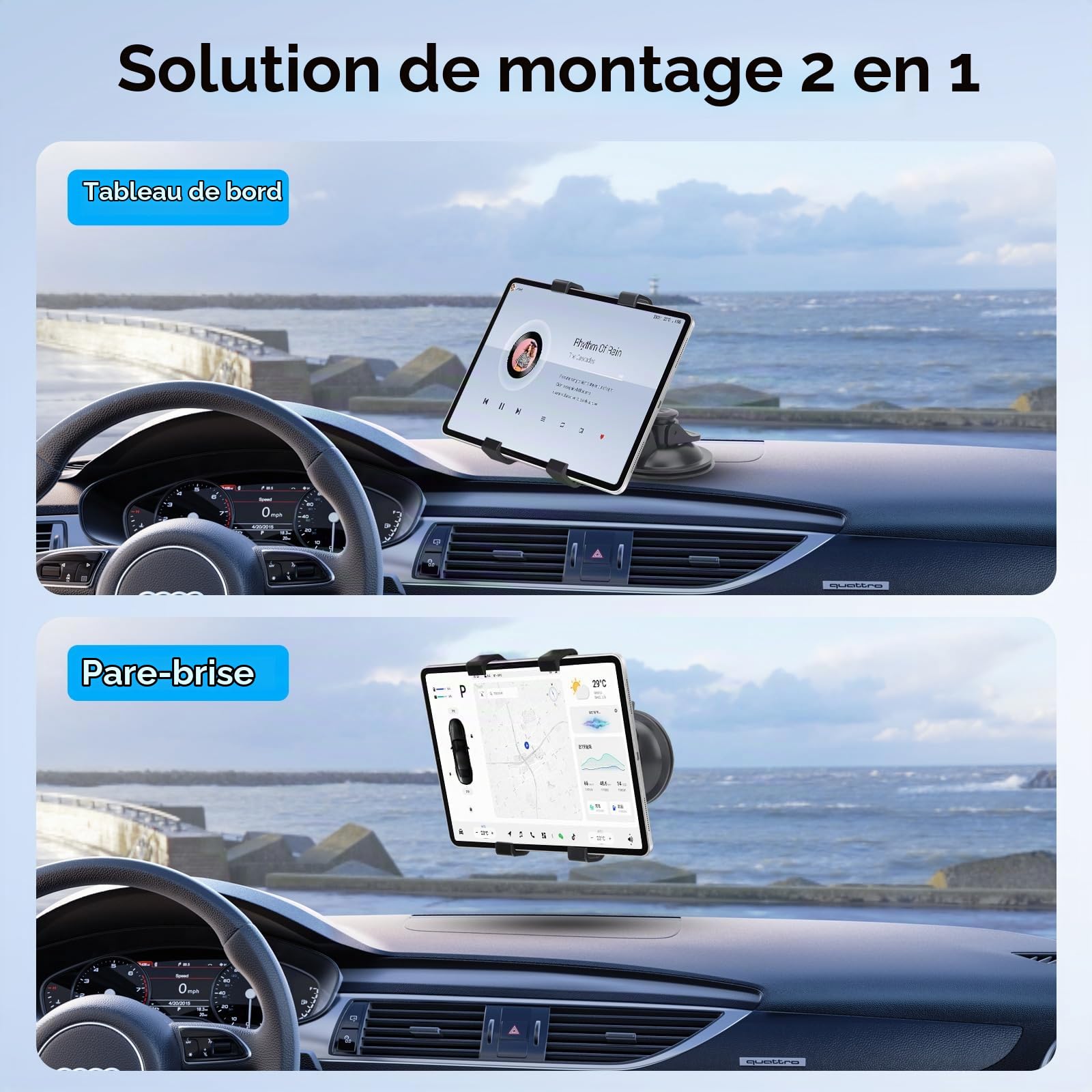 EEEKit Support de Tablette pour Voiture, 360 degrés Support de iPad avec Ventouse pour Tablettes de 7 à 10,5 Pouces