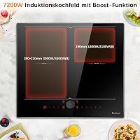 Karinear 60 cm-es Indukciós Főzőlap Dupla Flex Zónával - 4 Főzőmezős, Mágneses Gomb/Érintésvezérlés, Időzítő, Booster Funkcióval, 7200W 3