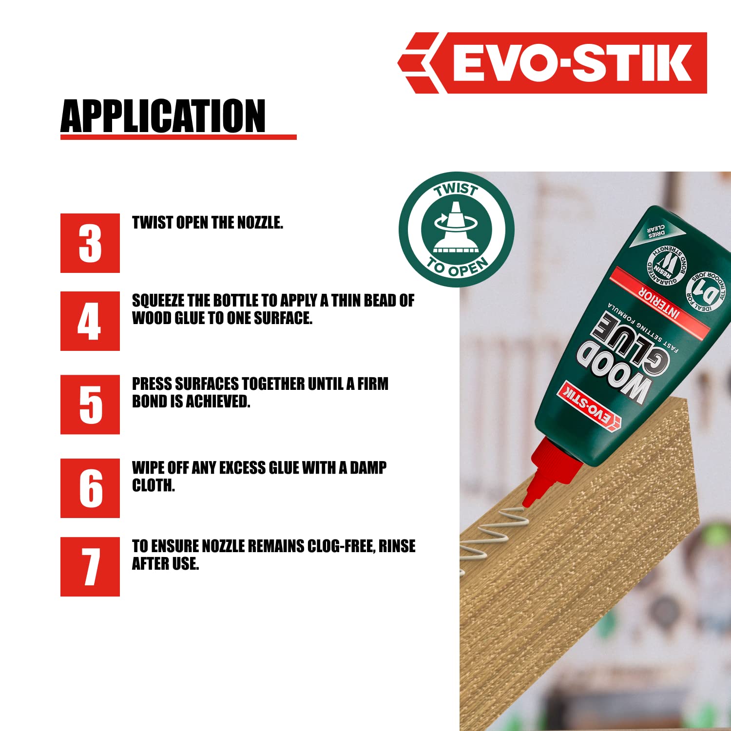 EVO-STIK Wood Glue - Interior, Extra Strong, Fast Setting, Suitable for All Wood Types, Dries Clear, 500ml