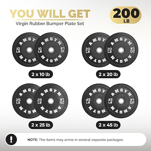Miniatura 215 de 2 Inch Bumper Plates，10-500lbs，Barbell Rubber Olympic Weight Plates Set for Home Gym, Strength Training & Weight Lifting, Multiple Options