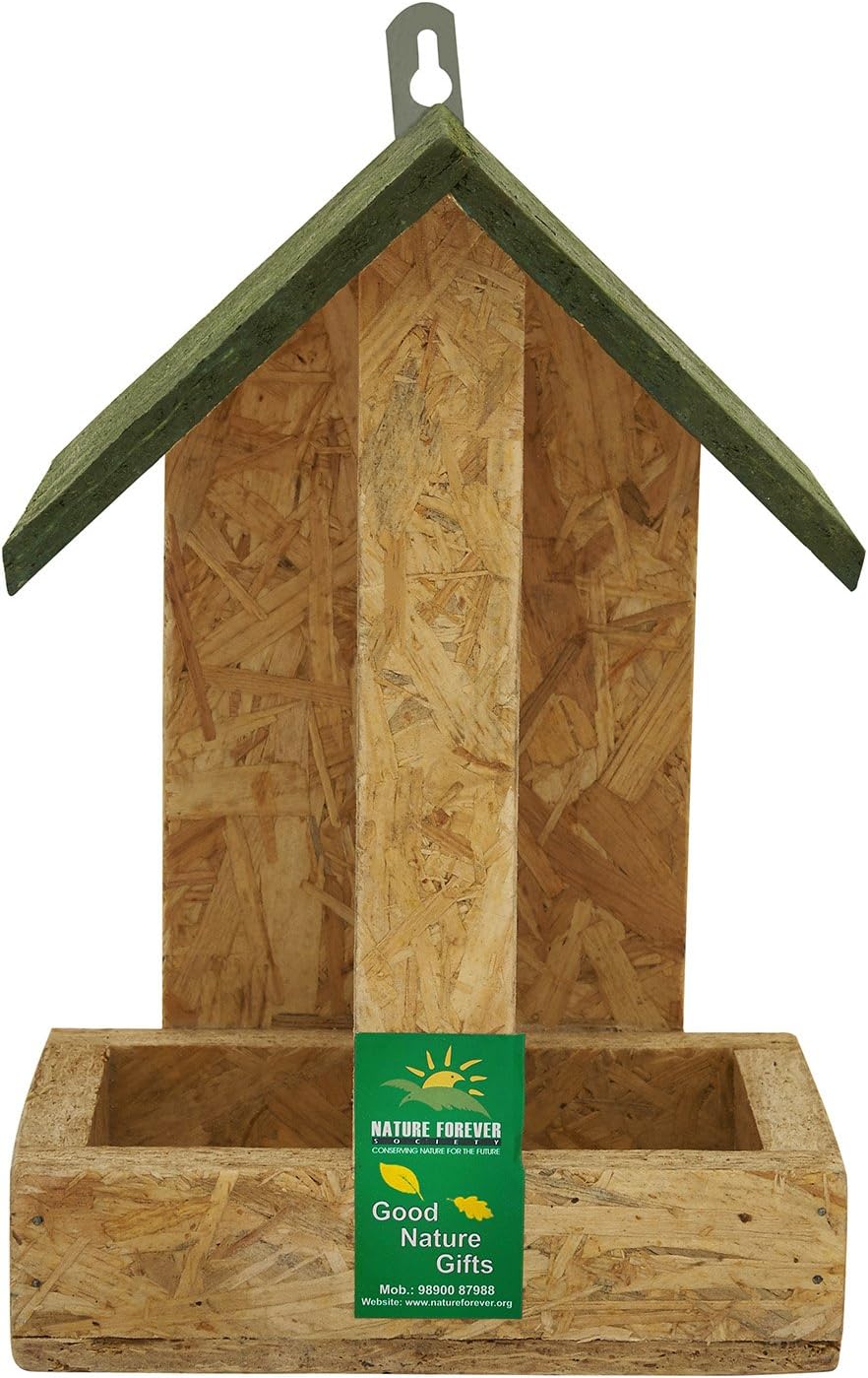 Hut Wooden Feeder, Brown