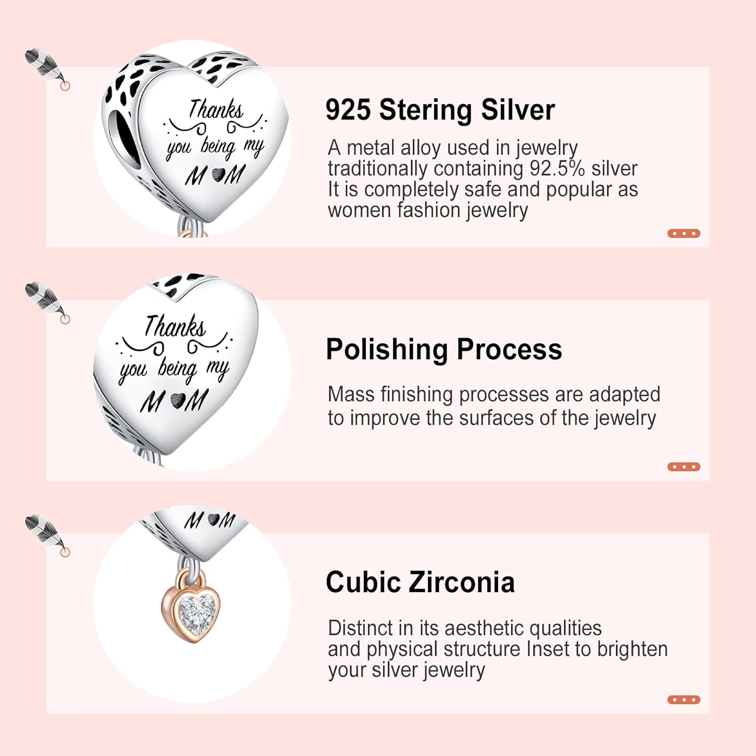 Annmors Charms for Bracelets 925 Sterling Silver Family Friends Angle Love Heart Dangle for Women Bracelet & Necklace Pendant - Image 4