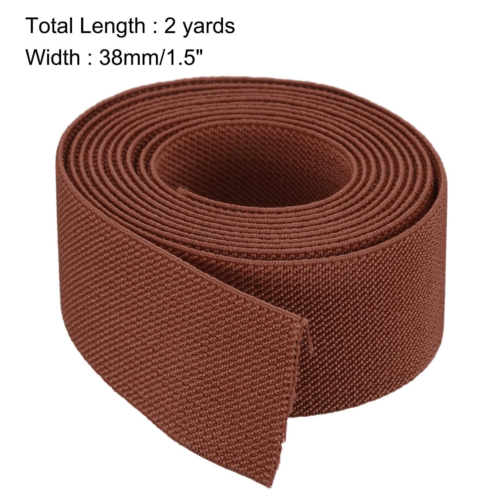 TA-VIGOR 38mm Twill Wide Elastic Band, 1.5 inch 2 Yard Double-Side Woven Elastic Bands Knit, Flat Polyester Elastic Spool Heavy Stretch Strap Knitting for Sewing Crafts Waistband, Red Brown - Image 2