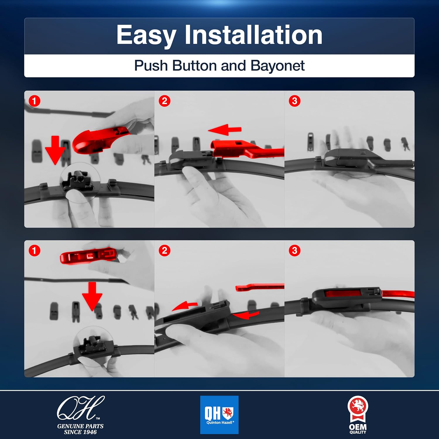 Quinton Hazell Aeroflex Flat Front Wiper Blade, Universal Adapters Included, 30" | Replacement Windshield Wiper Compatible with 99% of Cars (Pack of 1)