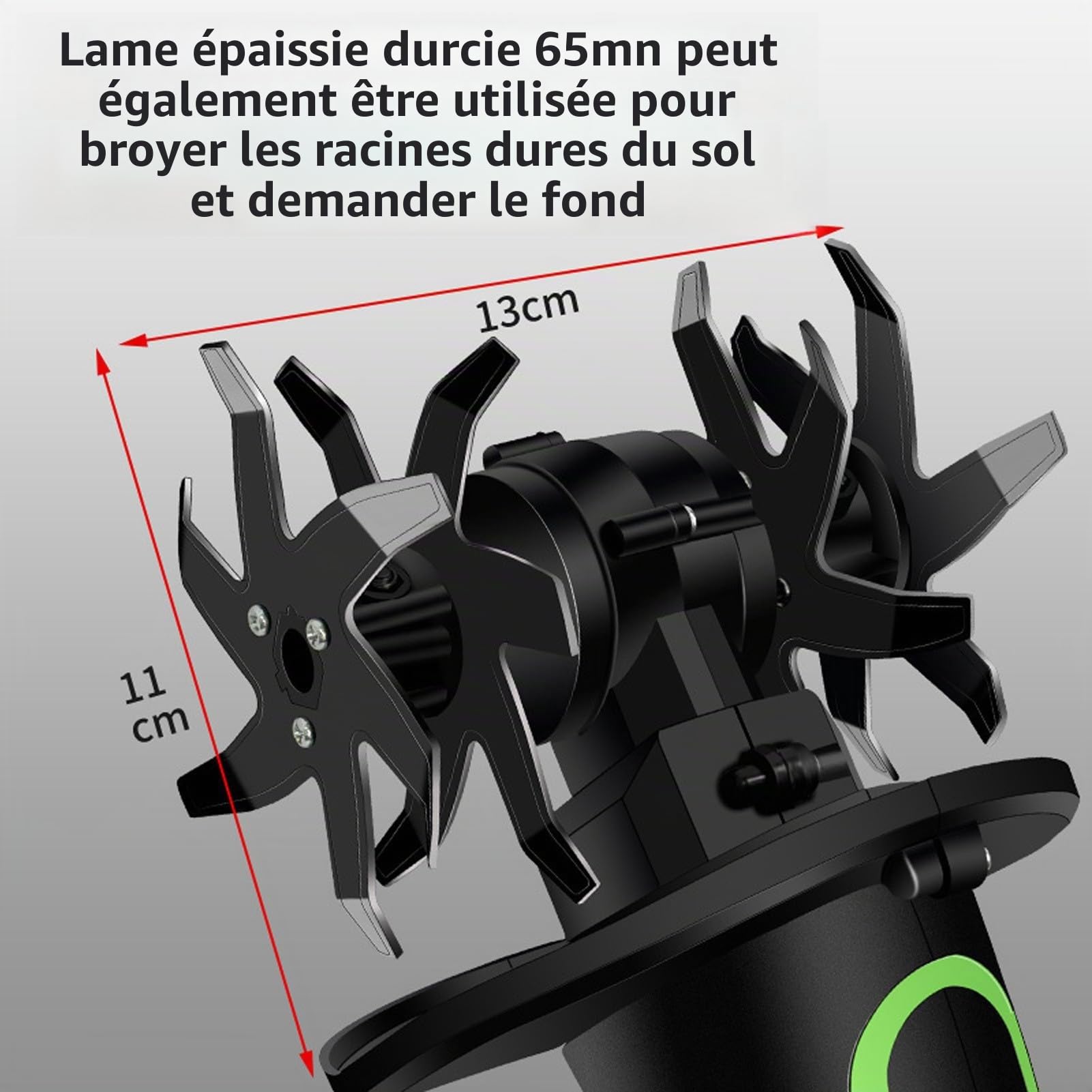 Fockety Cultivateur sans Fil, Motoculteur électrique 235 TR/Min avec Largeur de Labourage de 4 Pouces et Profondeur de 4 Pouces, Motoculteur de Jardin alimenté par Batterie
