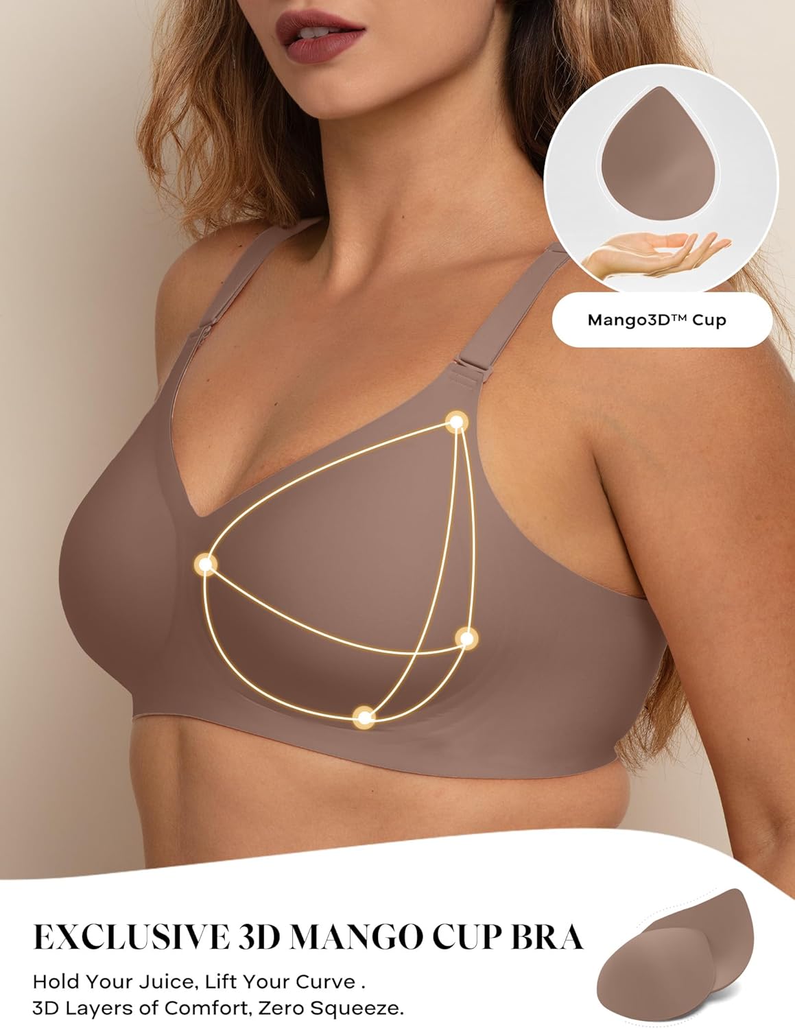 Women V Neck Wireless Bra Full Coverage Comfort Jelly Strip Bras Supportive Seamless Bralette