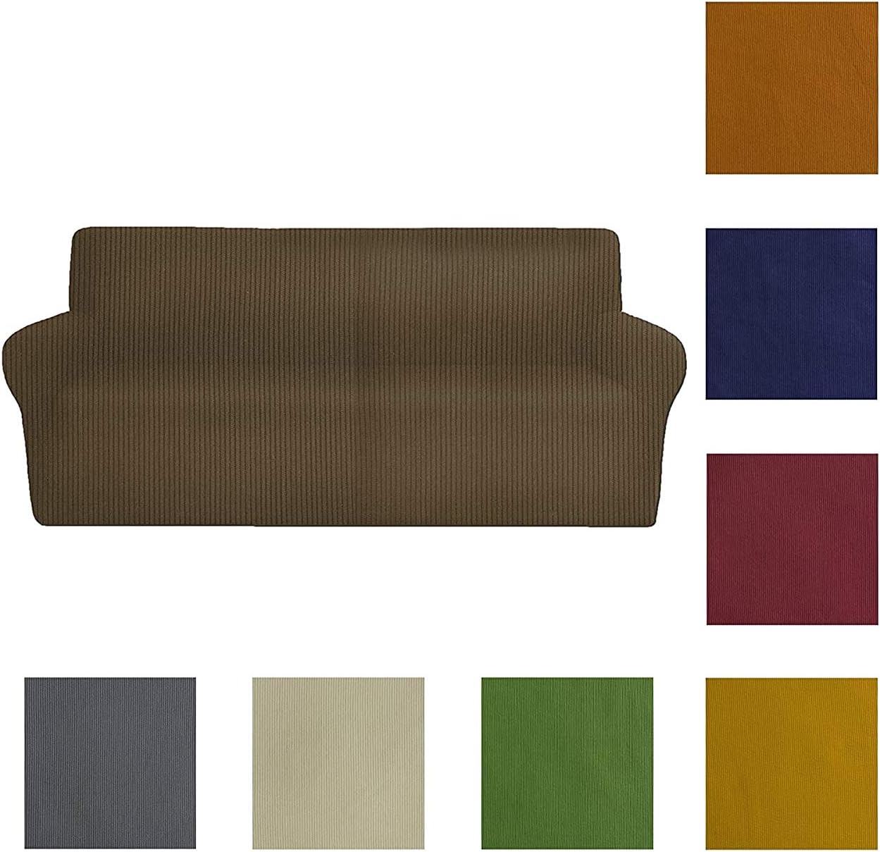 Sofa Slipcover in Stretchable Millerighe, 2 Seats (from 110 to 150 Cm) - Color Blue