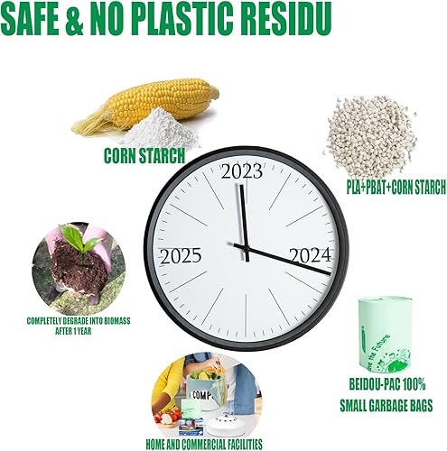 Miniatura 10 de BEIDOU-PAC Bolsas de basura compostables de 13 galones, 60 unidades, bolsas de abono altas para cocina con asa, resistentes bolsas de basura