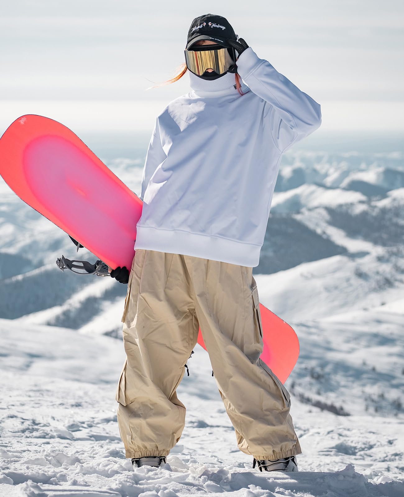 HOUZONIY Damen Skihose Wasserdicht Winddicht Snowboardhose Baggy Winterhose Gefüttert Softshellhose Winter Thermo Hose Wanderhose