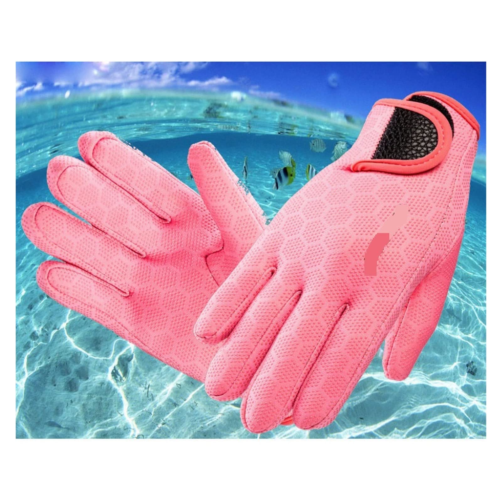 Neoprenanzughandschuhe, 1 Paar Tauchhandschuhe Warme Handschuhe Tauchausrüstung for Schwimmen Tauchen Schwarz Rosa for Surfen, Paddeln