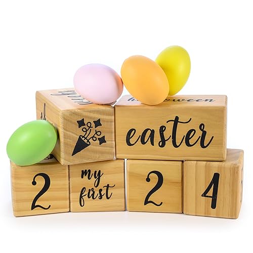 Vista 28 de Bloques de hitos mensuales rústicos para bebés, bloques de hitos para bebés, los mejores regalos de bebé para baby showers, accesorios de fotografía