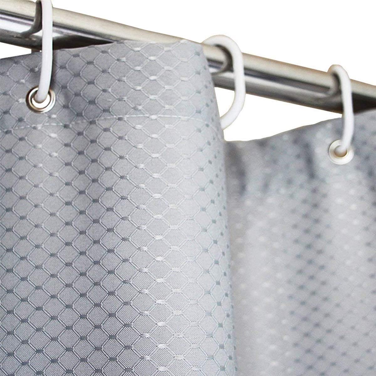 Tektrum Extra Long Heavy Duty 72 by 78-inch Waffle Shower Curtain with Hooks for Hotel Home, Water Repellent Bathroom Curtains, Rust Proof Metal Grommets (White)