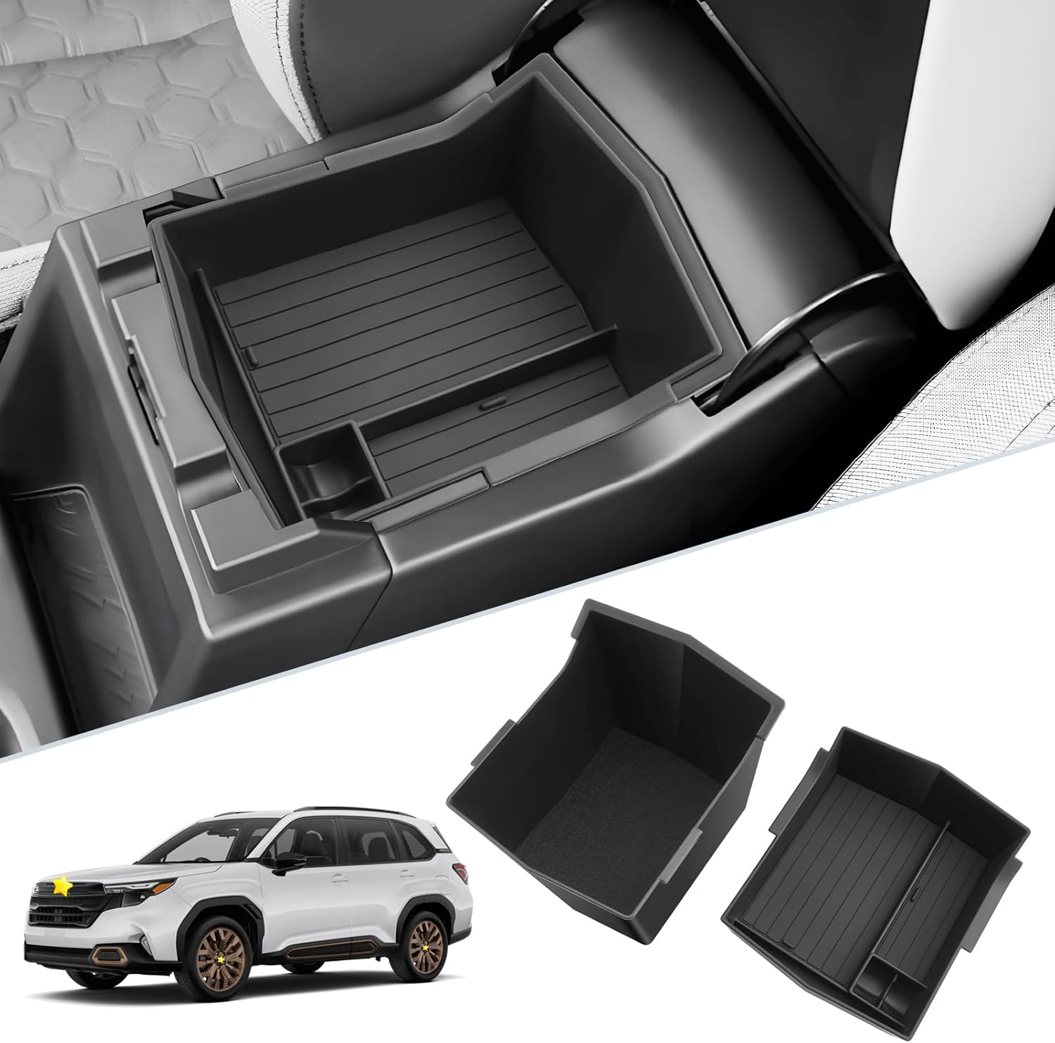 SKTU 2-Pack for 2025 Subaru Forester Center Console Organizer for 2025 Subaru Forester (Base/Premium/Sport/Limited/Touring) Console Tray Subaru Forester 2025 Accessories Double Layers