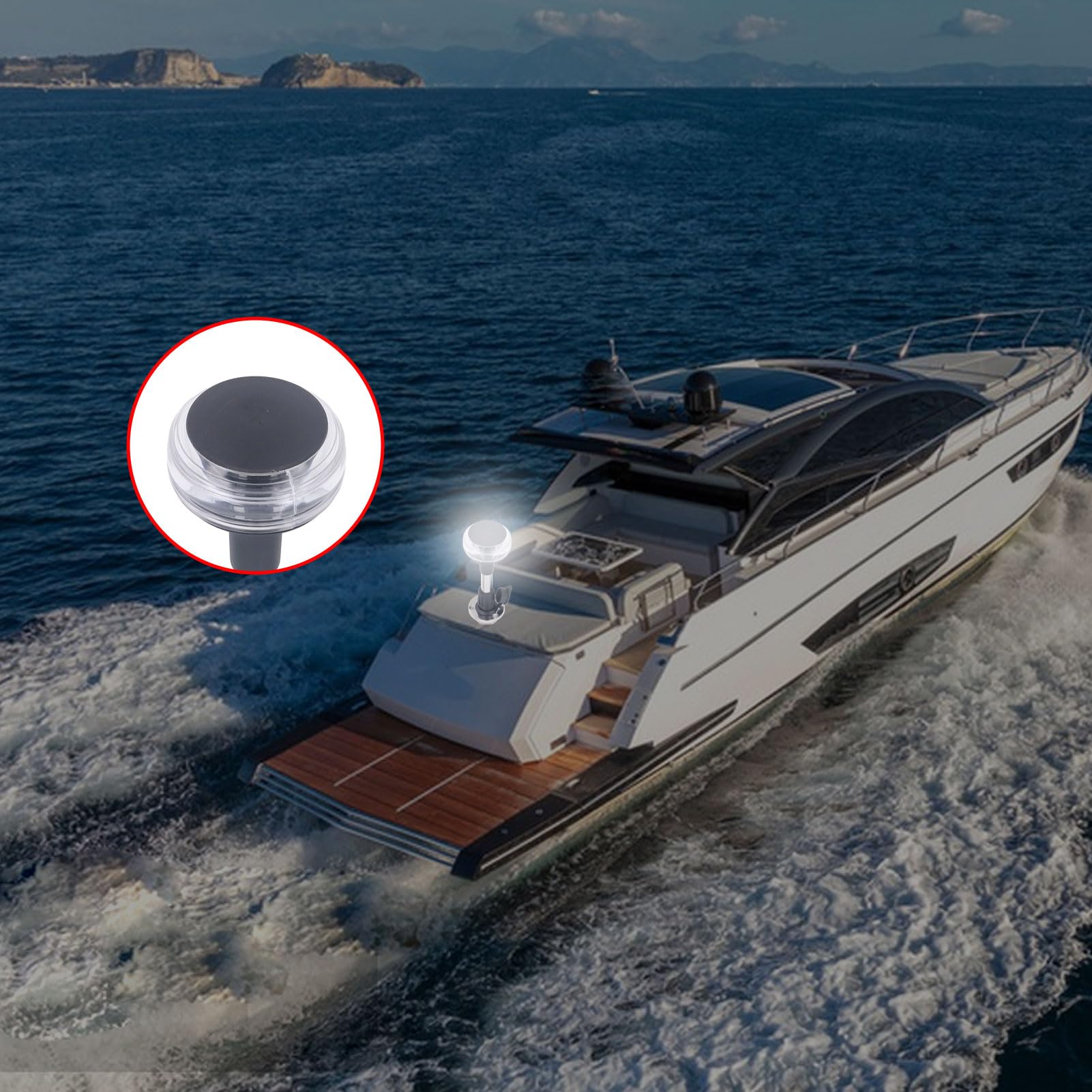 Topyond Lampe De Navigation, 360 Degrés Feux De Navigation pour Bateau | Lumière De Bateau à Base Détachable, 9 Pouces 2NM, 10-24V DC, 3W, LED Marine Lampe de navigation pour bateau, étanche IP65