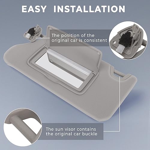 Miniatura 5 de SCITOO Conjunto de visera parasol gris para Nissan Altima con techo corredizo 2013, 2014, 2015, 2016