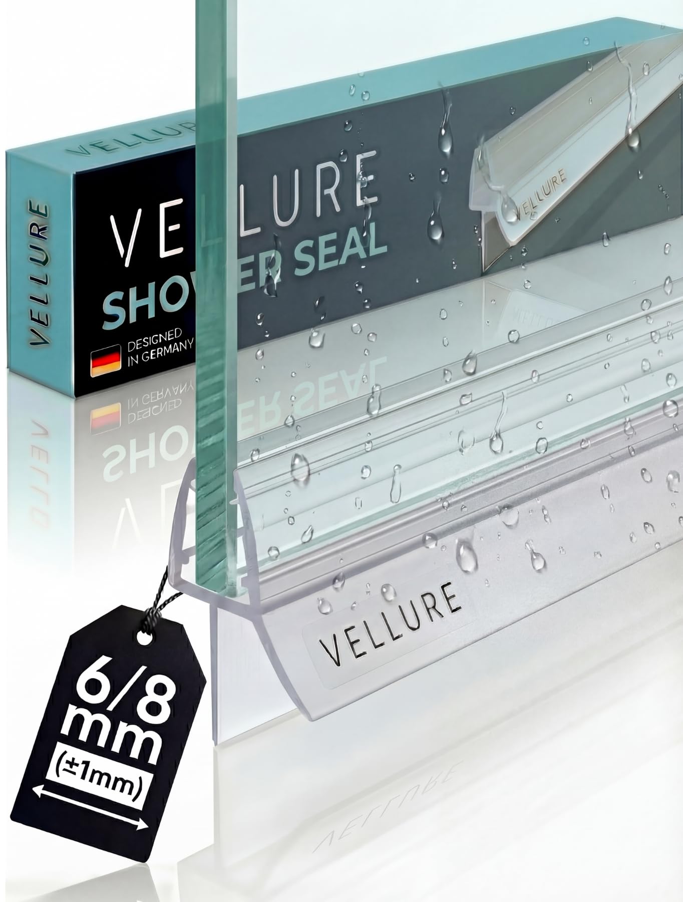 Vellure Shower Screen Seal Strip, Premium Shower Door Seal Strip for 8 mm (+-1) Shower Glass Thickness, Shower Seal Strip, Long Lasting PVC Finish, Transparent, Universal Length up to 90cm