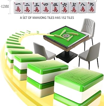 Foldable Automatic Mahjong Table- 2 Sets of 42mm Numbered Tiles, Quiet Shuffling, USB Charging, Folding Electric Mahjong Table with Wheels for Americans, Filipinos, Black
