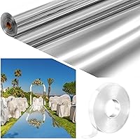 Vista 1 de Tinideya Alfombra de espejo de 3.3 x 98.4 pies, alfombra reflectante de doble cara para ceremonia de boda, alfombra de pasillo para decoración