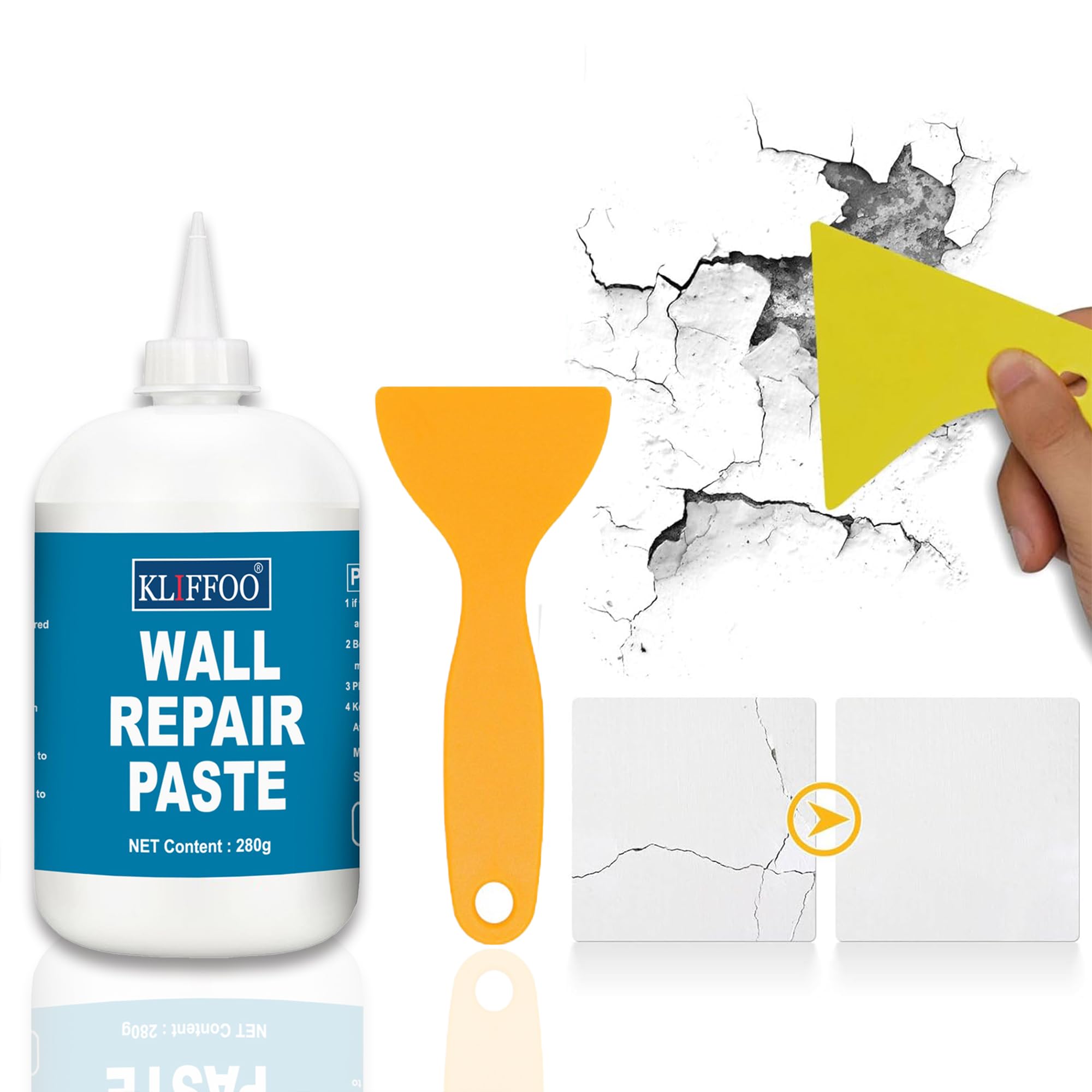 Kliffoo Wall Repair Paste- 280g Ready to use wall crack filler paste for Wall scratch,Hole,Joints and Gap Wall Mending Agent with scraper, damage wall repair paint waterproof wall putty (B0D76CGLZ1) Amazon Price History, Amazon Price Tracker