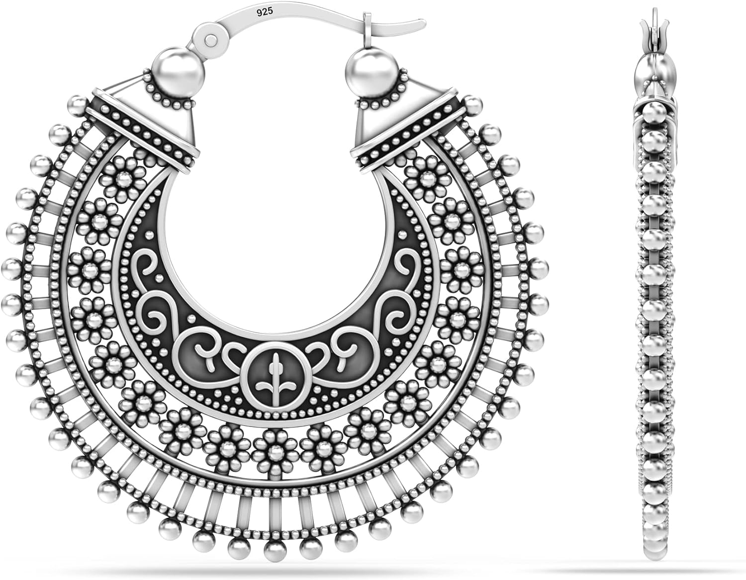 LeCalla 925 Sterling Silver Chunky Hoop Earrings for Jewelry Gifts | Hypoallergenic Medium & Large Click-Top Italian Earring Hoops for Women