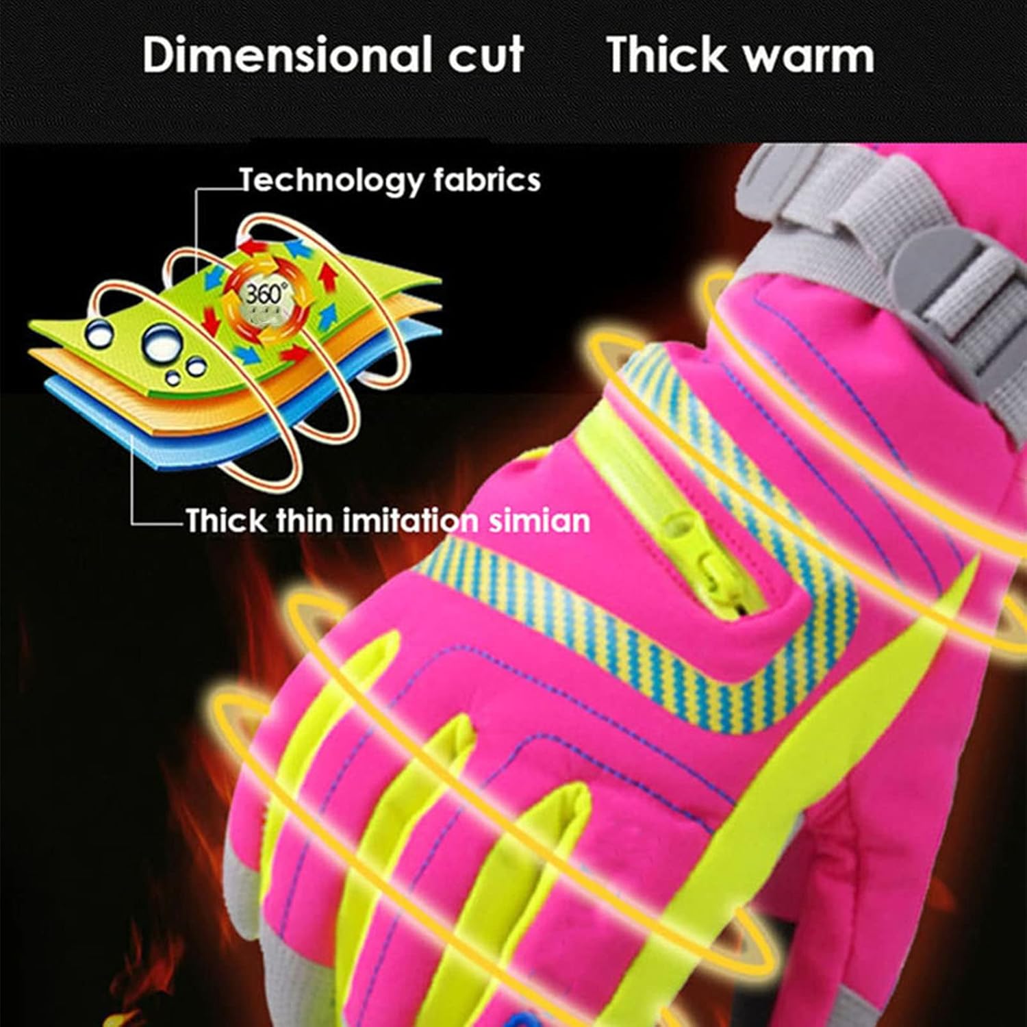 Winter Warm Snowboard Ski Gloves Waterproof Skiing Breathable Thicken Warm Snow Mittens for Mens, Womens, Kids,Blue,L(Palm10cm)