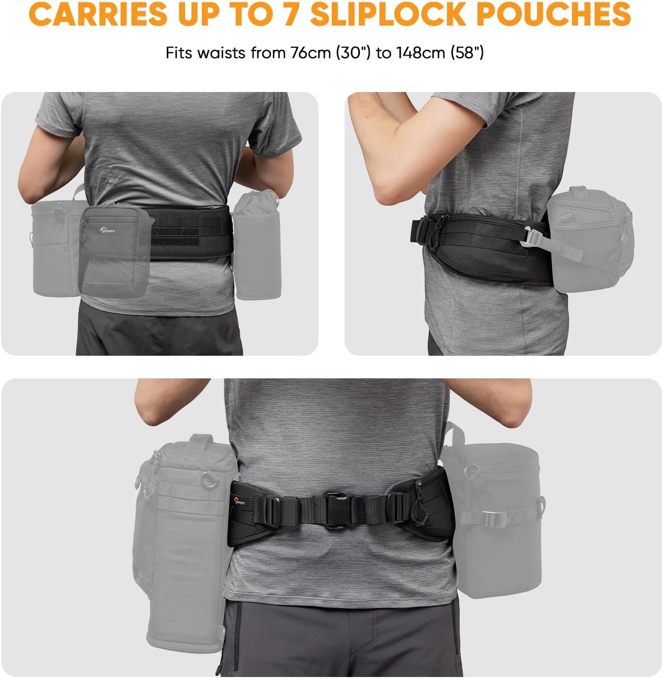 Lowepro ProTactic Utility Belt III, Compatible with ProTactic Camera Backpack 350/450 III, Toploader Lens Cases Modular System, Sliplock Connection Attached Loop, Waist Belt for Camera Accessories